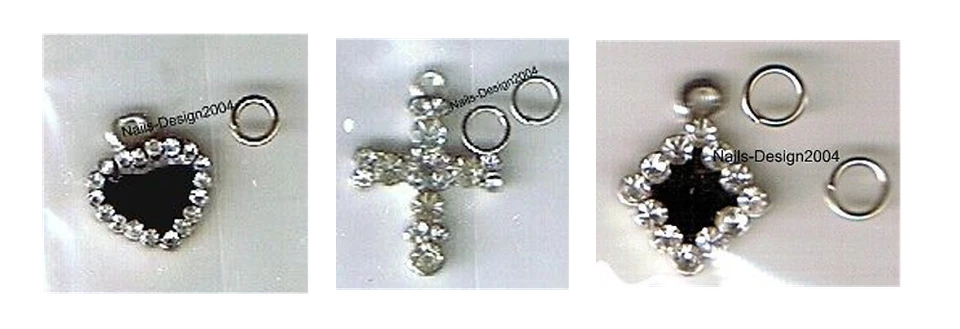 WORLD OF NAILS-DESIGN Edel: Piercing / Anhänger Kreuz Herz Rombus mit Strasssteinen besetzt + O-Ringe