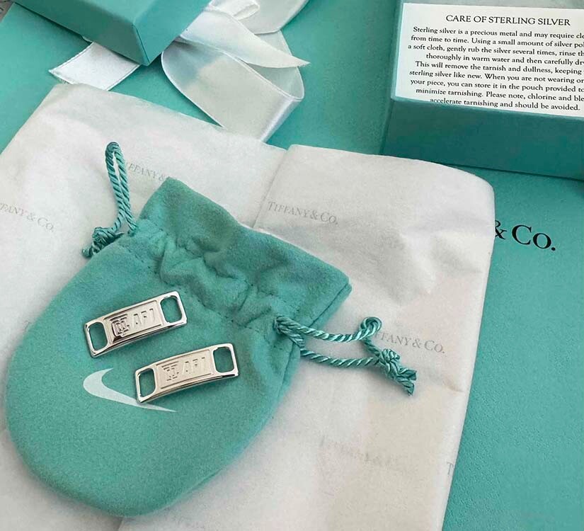 NIKE X TIFFANY Air Force 1 DUBRAE n Sterling Silver Set of 2 LIM