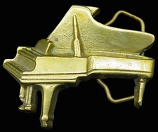Grand Piano Musical Instrument Baron Brass Vintage Belt Buckle