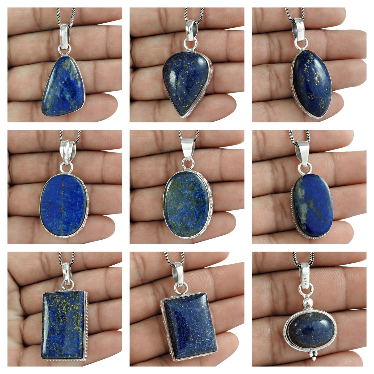 silver925×lapis lazuli ペンダント Natural Lapis Lazuli Gemstone Birthday Gift Pendants 925
