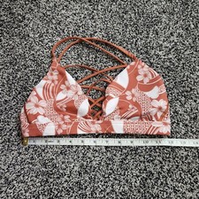 Victoria s Secret Sport Bra Strappy Front Back, Orange Ginger Floral Sz S