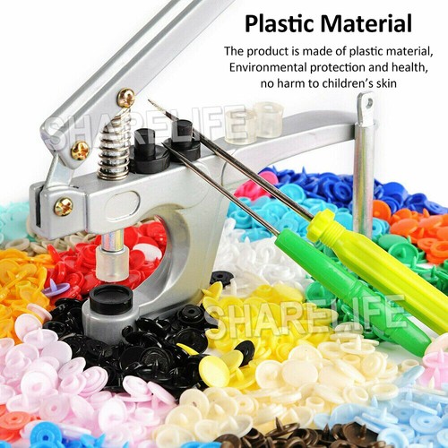 KAM Snap Buttons 1500PCS T5 Plastic Press Stud Cloth Pliers Machine Sewing Tools - Picture 4 of 16