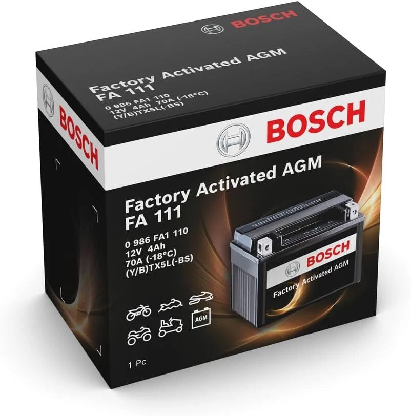BATTERIA BOSCH FA111 YTX5L-BS SIGILLATA KEEWAY Hurricane 50 2007-2008 Foto 3 de 4