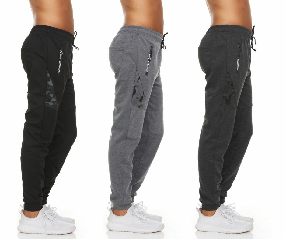 Men's Moisture-Wicking Jogger Pants with Zipper Pockets (3-Pack) | eBay