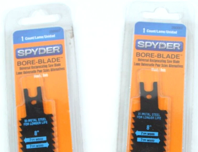 Spyder Bore-Blade 8 Inches Lot Of 2 New Sealed Universal Reciprocating Saw Blade - Image 4 of 4