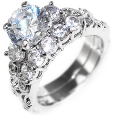 3.62CTW BRILLIANT CUT STONE - ENGAGEMENT - WEDDING RING SET (2 rings) 7,10