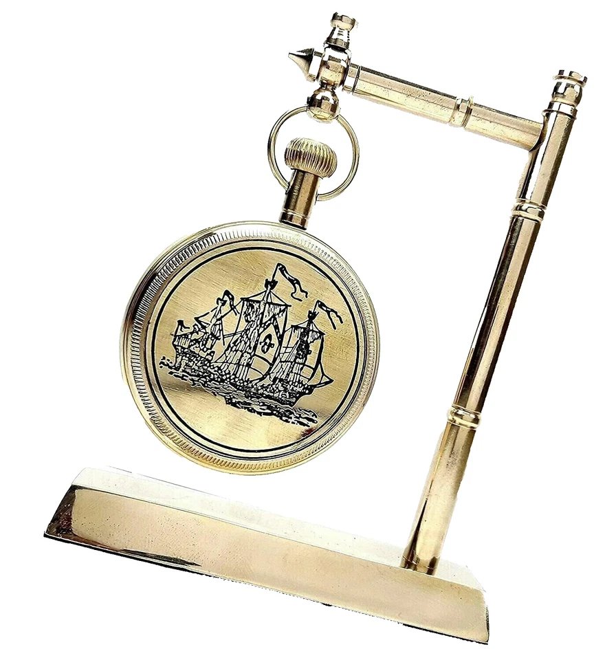 Reloj de Escritorio Náutico Vintage Latón Color Dorado Regalo de Navidad Hogar Oficina Decoración Foto 2 de 4