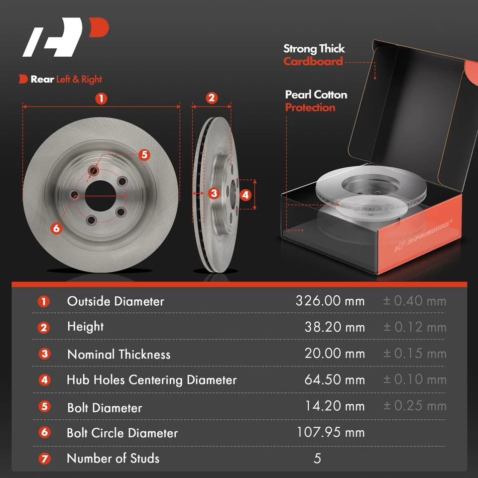 Rotor de freno de disco delantero y trasero y pastilla de freno para Jaguar XF 2010-2015 XJ XK XKR Foto 2 de 4