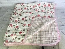 Aden Anais White Pink Gray Dots Circles Striped Baby Crib Blanket Lovey Muslin