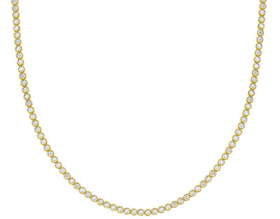14K Bicolor Gold 17'' 2,4mm Funkelnd Eisweiß Pave Tennis Kette Halskette 8Gr