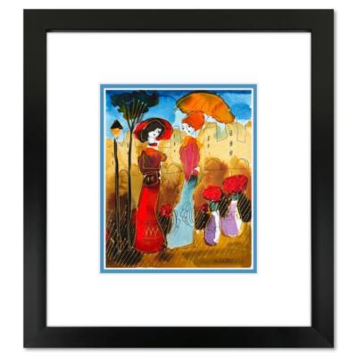 Moshe Leider, Framed Original Mixed Media Watercolor Painting, Hand Signed