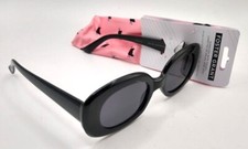 Foster Grant Women's Black Cat Eye Sunglasses w/ Pink Cat Cloth Pouch Maxblock