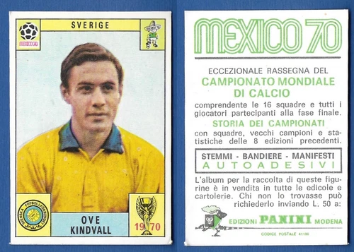 FIGURINA CALCIATORI PANINI MEXICO 70 - NUOVA/NEW - KINDVALL - SVERIGE