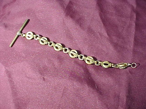 Early 20thc VICTORIAN Era Gold Fill WATCH CHAIN w LEAF Decoration 6"