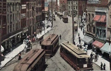 1907 Troy NY River Street Trolley Horse Carriage Advertising Vintage Postcard