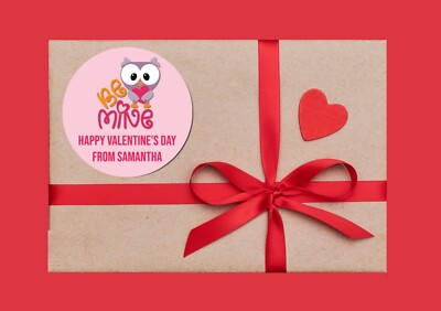 Be Mine Owl Valentine Sticker - Personalized Valentine Sticker Labels