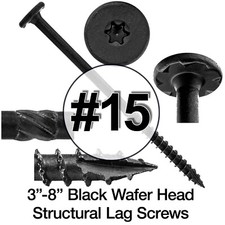 #15 Black Wafer Head Structural Lag Screws. T...