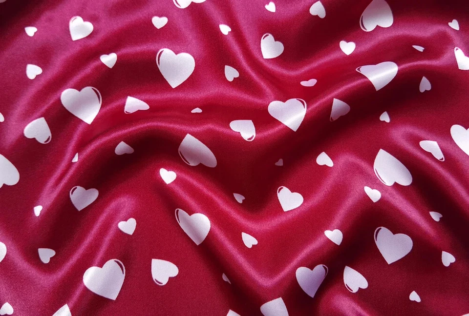 58"" de ancho por yarda Love Heart tela satinada bufanda vestido hágalo usted mismo material artesanal Charmeuse Foto 4 de 4