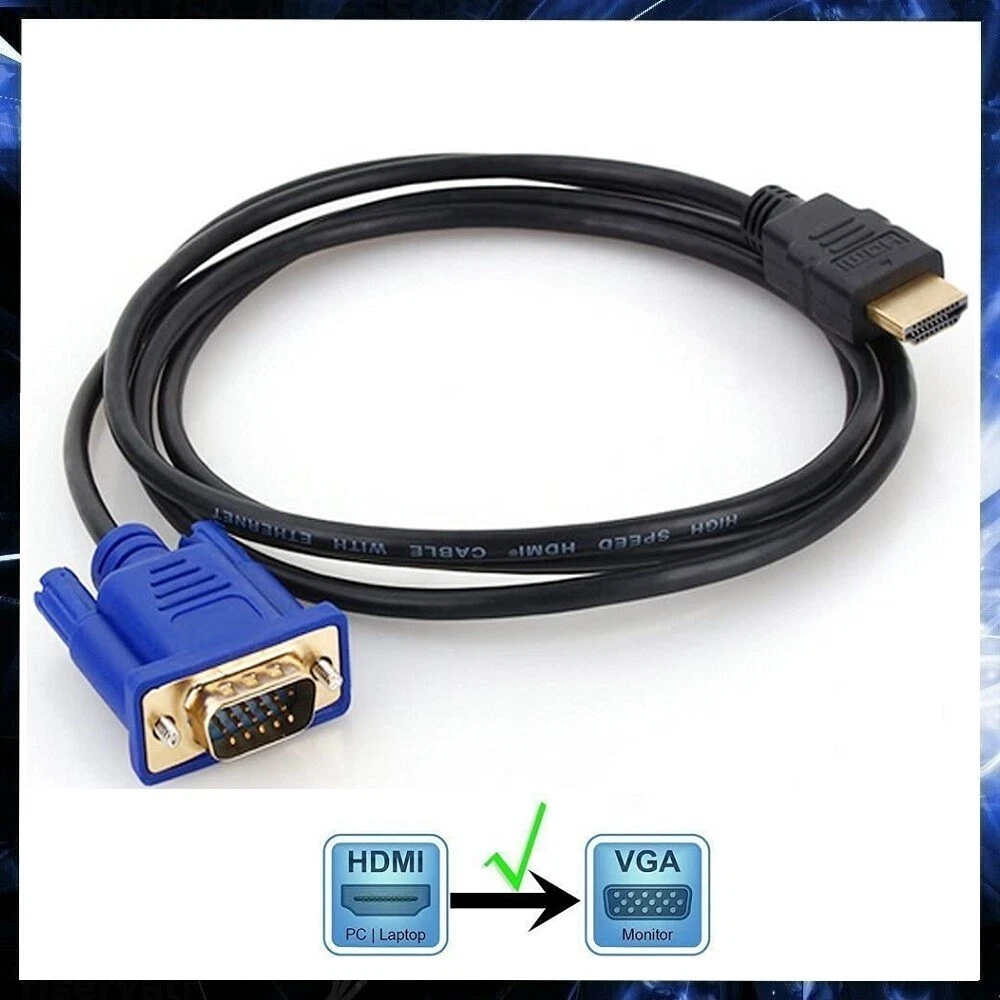 Cable Containing HDMI A VGA Adapter Converter Monitor PC TV 1,8 MT |