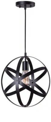 Home Decorators Collection 1 Black Orbit Mini Pendant/Black Metal Strap Design