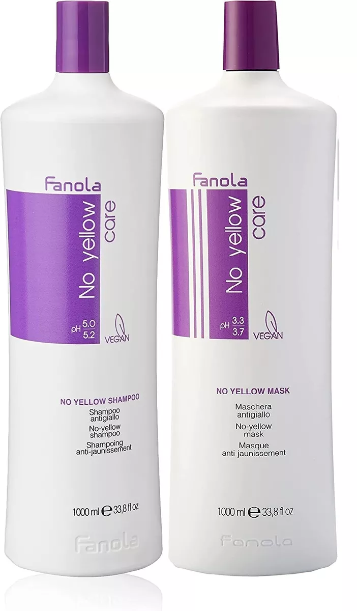 Fanola No Yellow Shampoo 1000ml Mask 1000ml Blonde Hair DUO PACK