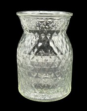 Florero decorativo de vidrio corte transparente con textura de diamante de 6,25" de alto