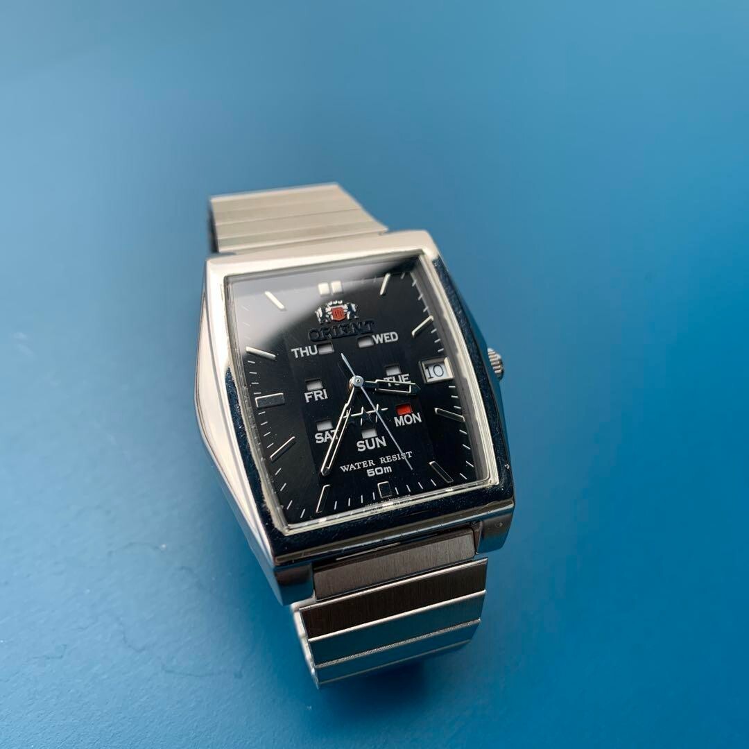 ORIENT 3 STAR Crystal Vintage 70s Automatic Rectangle Men Watch
