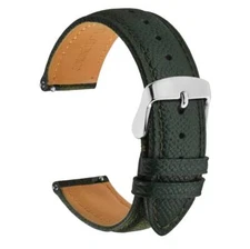 WOCCI Genuine Leather Watch Band 18mm 20mm 22mm Black Blue Green Pink Red Grey