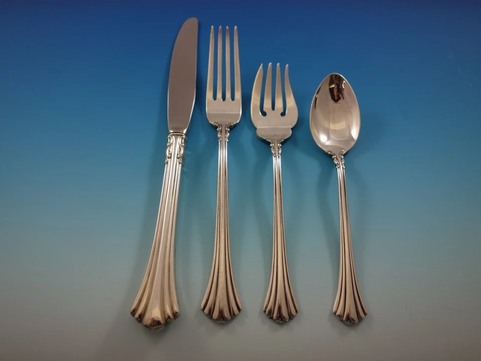 Juego de cubiertos de plata esterlina del siglo XVIII de Reed & Barton servicio 32 piezas Foto 3 de 4