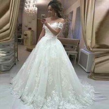 Cheap Ball Wedding Dresses Vintage Applique Court Train Luxury Bridal Gowns
