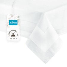 Damast Tischdecke TischtuchTischwäsche Atlaskante 100% Baumwolle weiß