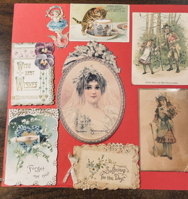 Victorian Ephemera Forget me not My Heart is Thine Sufficient for Day Nell  Etc
