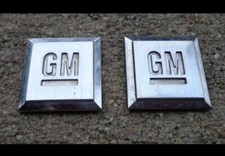 Gm Door Square Side Emblem Set Badge Decal Logo Silver Chevy Pontiac Oem Genuine