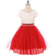 RED Size 4 Flower Girl Dress Birthday Recital Homecoming Bridesmaid Formal Party