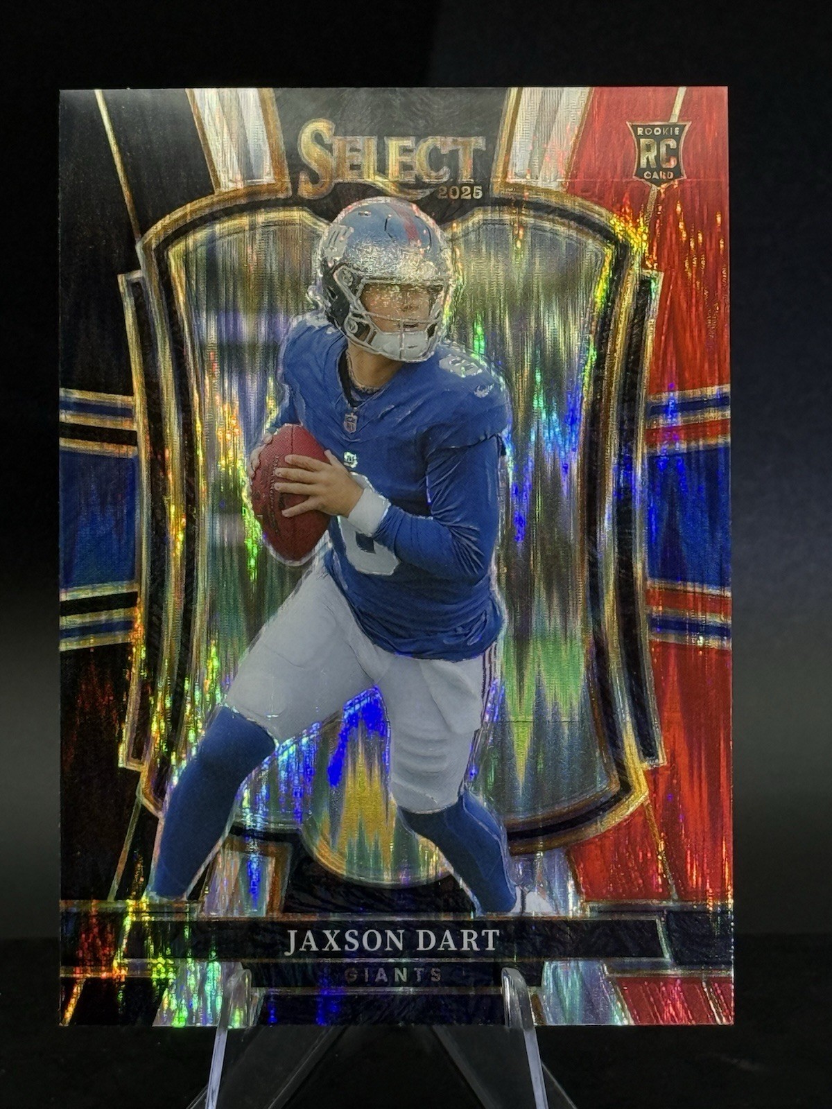 2025 Select Premier Level Jaxson Dart #193 (RC) Black Red Prizm Shock NY Giants