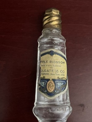 Antique Colgate & Co Apple Blossom Perfume Bottle Mini Glass w Cork Stopper