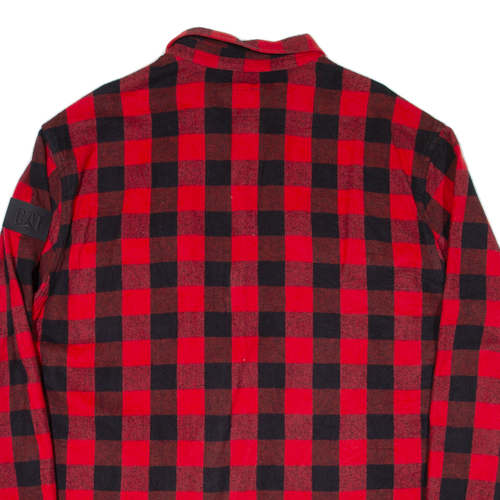 CAT Mens Flannel Shirt Red Check Long Sleeve 2XL - Picture 4 of 6