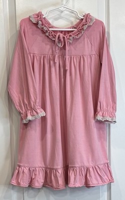 BambooBud Bamboo Nightgown Sleep Dress 4T Pink Lace Ruffle Pajama Soft Cozycore