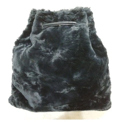 FENDI Sac À Dos Rucksack Cuir Fourrure Fluffy Bleu Marine Femme - Photo 1/4