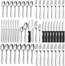 48 Pcs Silverware Set for 8 Stainless Steel F...