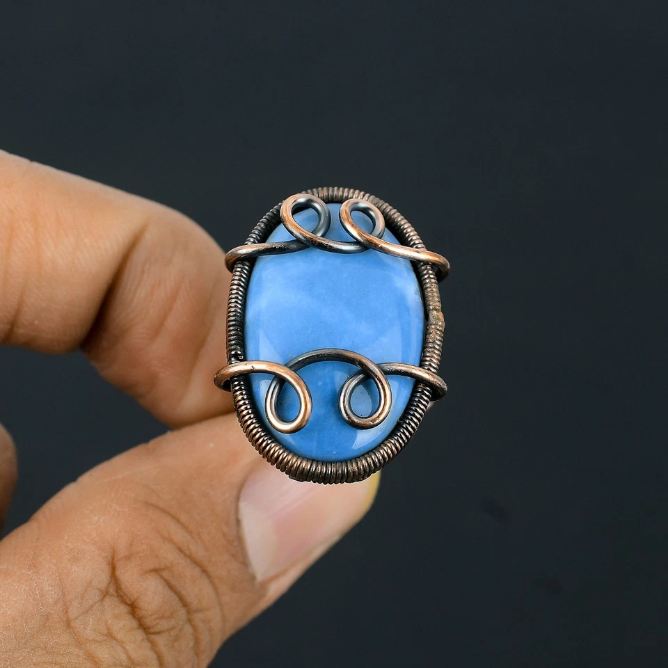 Owyhee опал ручной работы драгоценных камней медной проволоки обернутый красивый ювелирных изделий кольцо - Изображение 4 из 4