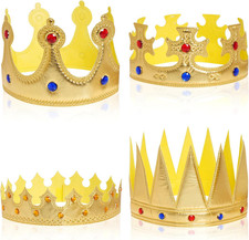 4Pcs King Crowns Queen Costume Crown Hat for Royal Halloween Cosplay Birthday Pa