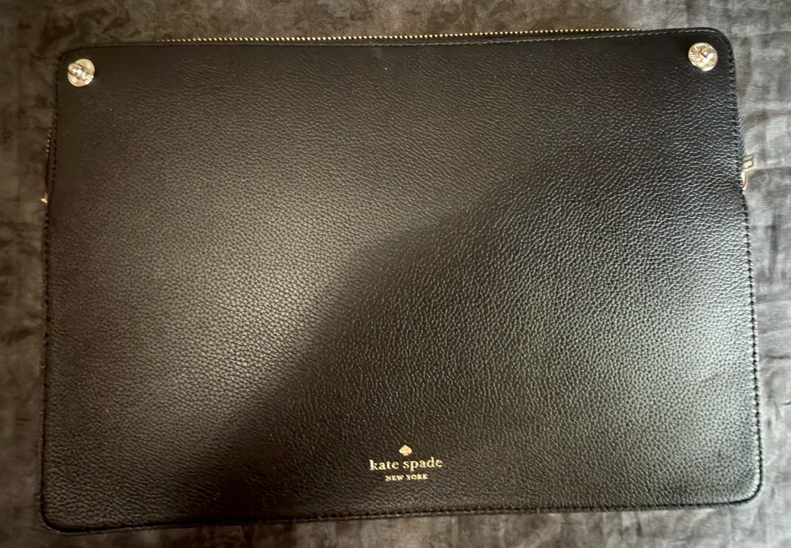 Kate Spade Leather Laptop Sleeve Black Zip Closure Great Con