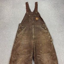 Carhartt Dungarees Adult 32x22 Brown Overalls Quilted Duck Bib Double Knee Mens