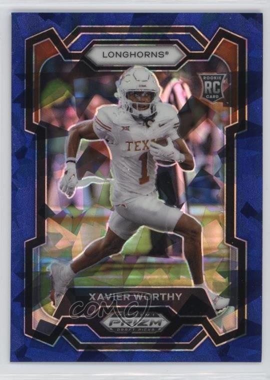 2024 Panini Prizm Draft Picks Blue Ice 16/99 Xavier Worthy #153 Rookie RC 14h3