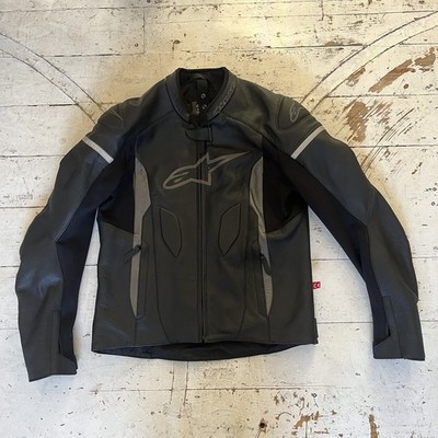 Alpinestars Faster Jacket - Black/Gun Metal Leather Motorradjacke US42 EU52