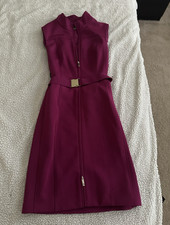 Tommy Hilfiger Purple Sheath Knee-Length Collared Sleeveless Belted Dress 8