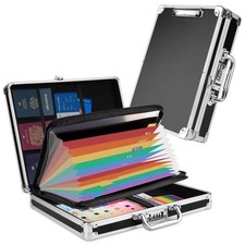 Clipboard with Storage Combination Lock Briefcase with Accordion File Folder ...