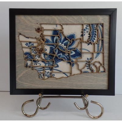 Washington State Map Wood Laser Cut Wall Art Decor Picture Plastic Frame USA 