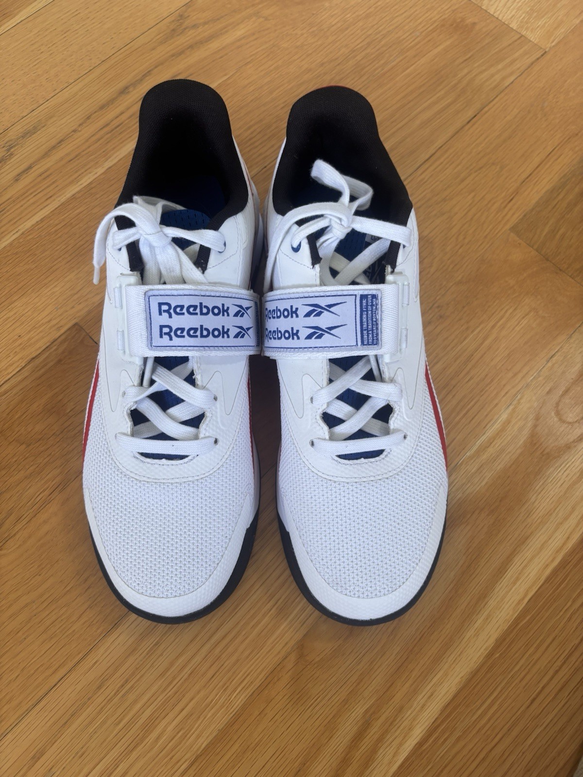 Zapato de levantamiento de pesas Reebok PR Lifter rojo blanco azul talla 10